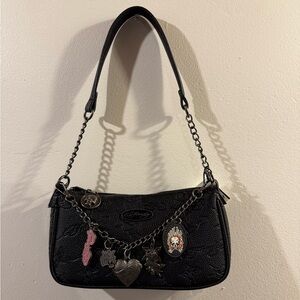 Ed Hardy shoulder crossbody Bag Black with charms
